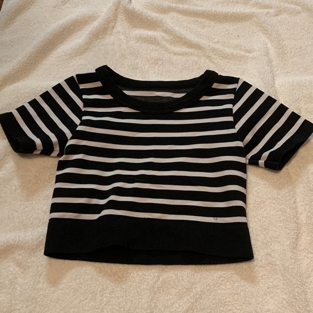 Black and White Striped Crop Top